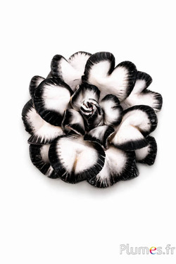 Leren bloem - Ø 8 cm - zwart-wit